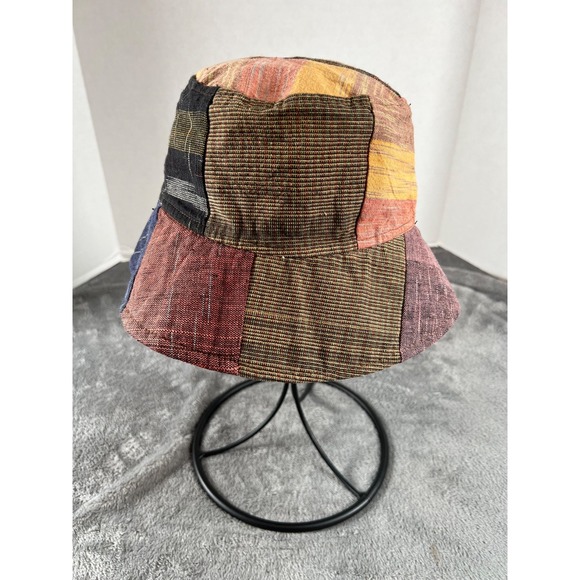 Accessories - Vintage Patchwork Bucket Hat Retro Boho Cotton Festival Hippie Thailand